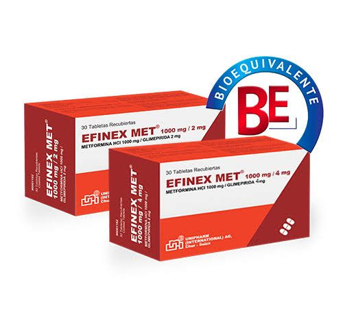Efinex Met 1000/2 mg caja de 30 tabs